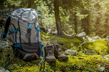 Hiking backpack on the ground