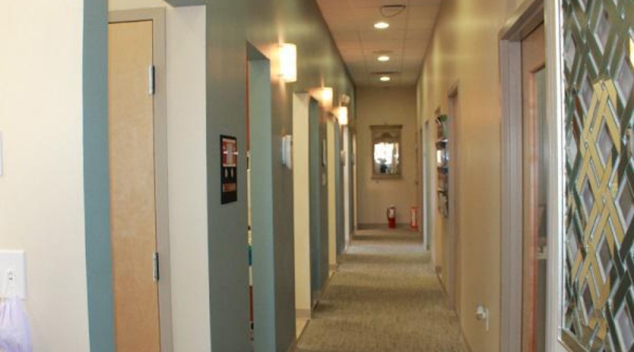 Hallway leading to dental treatment rooms